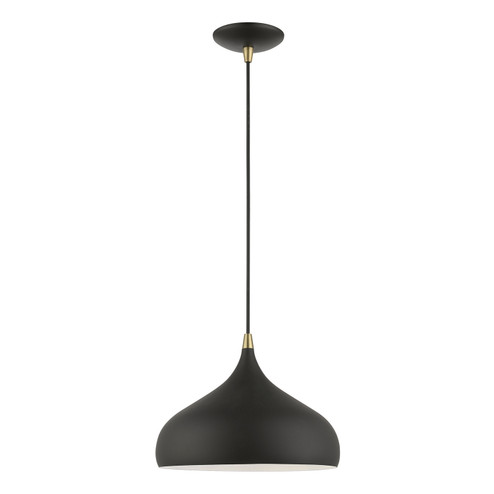 Amador One Light Pendant in Textured Black w/Antique Brass (107|4117214)