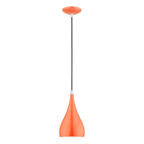 Amador One Light Mini Pendant in Shiny Orange w/Polished Chrome (107|4117177)