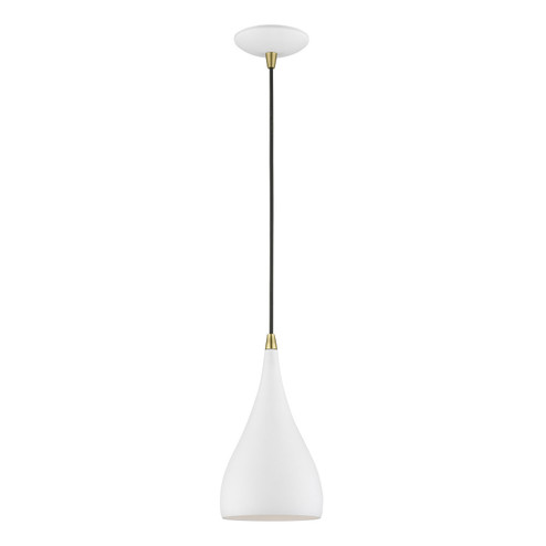 Amador One Light Mini Pendant in Textured White w/Antique Brass (107|4117113)