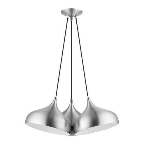 Amador Three Light Pendant in Brushed Aluminum w/ Polished Chromes (107|4105366)