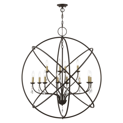 Aria 12 Light Foyer Chandelier in Bronze w/Antique Brass Finish Candles (107|4090907) Aria 12 Light Foyer Chandelier in Bronze w/Antique Brass Finish Candles (107|4090907)