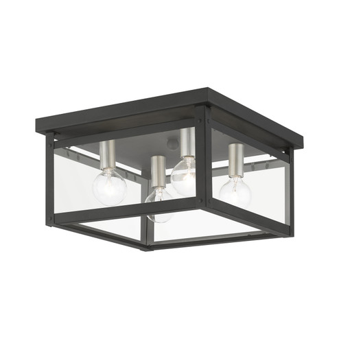 Milford Four Light Flush Mount in Black w/Brushed Nickel Finish Candles (107|403204)