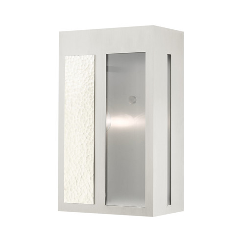 Lafayette One Light Outdoor Wall Lantern in Brushed Nickel w/ Hammered Polished Nickel Panels (107|2741391)