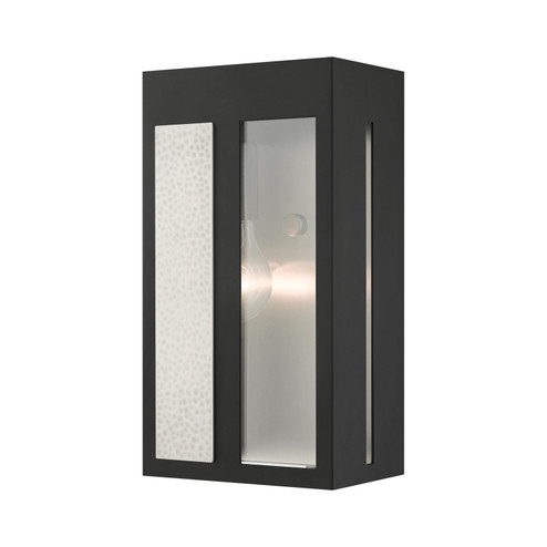 Lafayette One Light Outdoor Wall Lantern in Black w/ Hammered Brushed Nickel Panels (107|2741204)