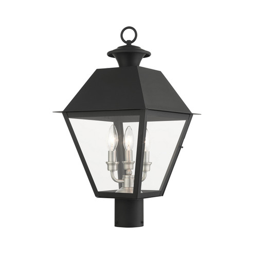 Wentworth Three Light Outdoor Post Top Lantern in Black w/ Brushed Nickel Cluster (107|2721904)