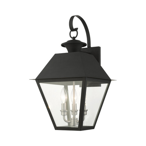 Wentworth Three Light Outdoor Wall Lantern in Black w/ Brushed Nickel Cluster (107|2721804)