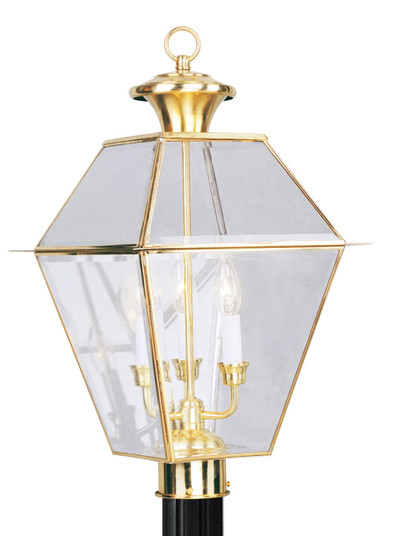 Westover Three Light Post-Top Lanterm in Polished Brass (107|238402)