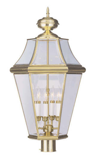 Georgetown Four Light Outdoor Post Lantern in Polished Brass (107|236802)