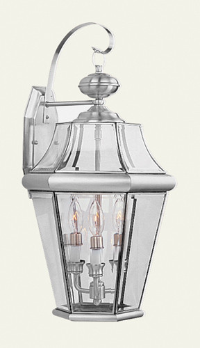 Georgetown Three Light Outdoor Wall Lantern in Brushed Nickel (107|236191)