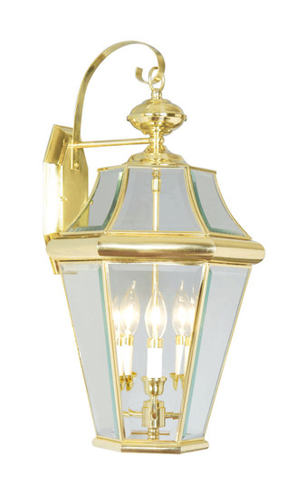 Georgetown Three Light Outdoor Wall Lantern in Polished Brass (107|236102)