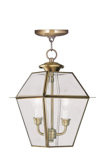 Westover Two Light Outdoor Pendant in Antique Brass (107|228501)