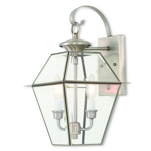 Westover Two Light Outdoor Wall Lantern in Brushed Nickel (107|228191)