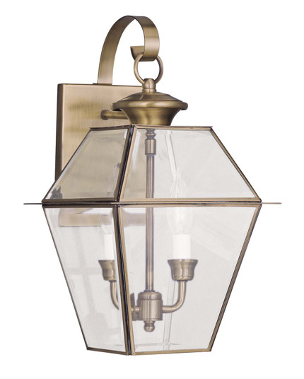 Westover Two Light Outdoor Wall Lantern in Antique Brass (107|228101)