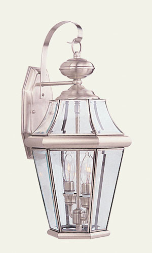 Georgetown Two Light Outdoor Wall Lantern in Brushed Nickel (107|226191)