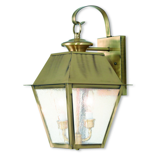 Mansfield Two Light Outdoor Wall Lantern in Antique Brass (107|216501)