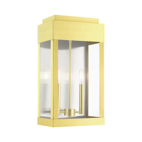 York Two Light Outdoor Wall Lantern in Satin Brass w/ Brushed Nickel Stainless Steel (107|2123812)