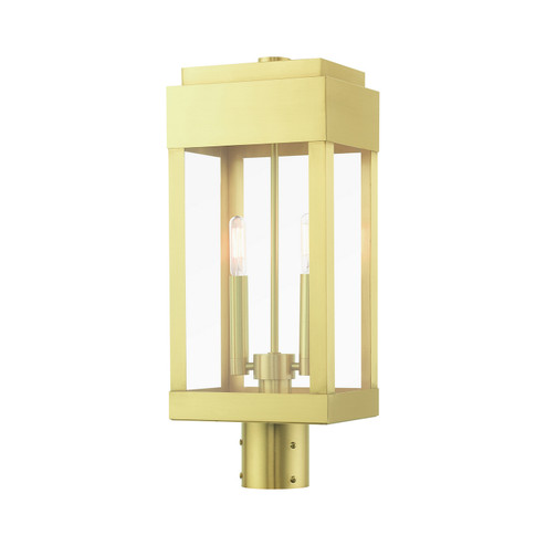 York Two Light Outdoor Post Top Lantern in Satin Brass (107|2123612)