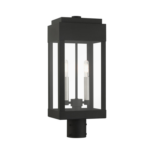 York Two Light Outdoor Post Top Lantern in Black w/ Brushed Nickels (107|2123604)