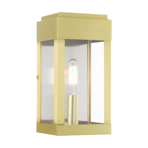 York One Light Outdoor Wall Lantern in Satin Brass w/ Brushed Nickel Stainless Steel (107|2123112)