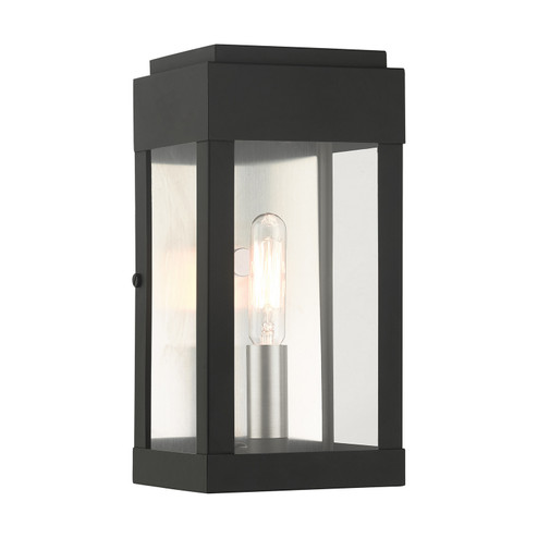 York One Light Outdoor Wall Lantern in Black w/ Brushed Nickels w/ Brushed Nickel Stainless Steel (107|2123104) York One Light Outdoor Wall Lantern in Black w/ Brushed Nickels w/ Brushed Nickel Stainless Steel (107|2123104)