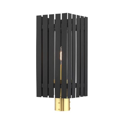 Greenwich One Light Outdoor Post Top Lantern in Black w/ Satin Brasss (107|2075604)