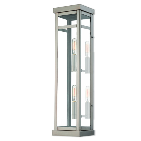 Hopewell Two Light Outdoor Wall Lantern in Brushed Nickel w/ Polished Chrome Stainless Steel (107|2070691)