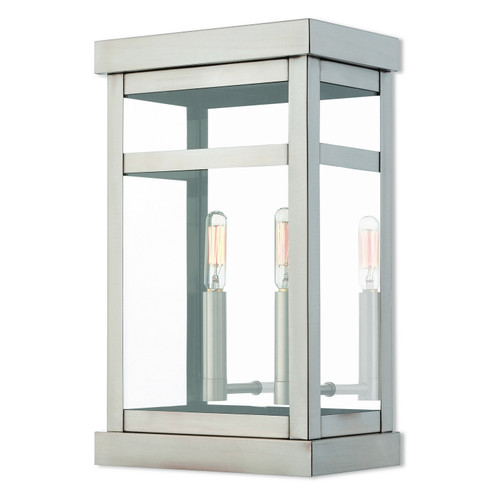 Hopewell Two Light Outdoor Wall Lantern in Brushed Nickel w/ Polished Chrome Stainless Steel (107|2070591)