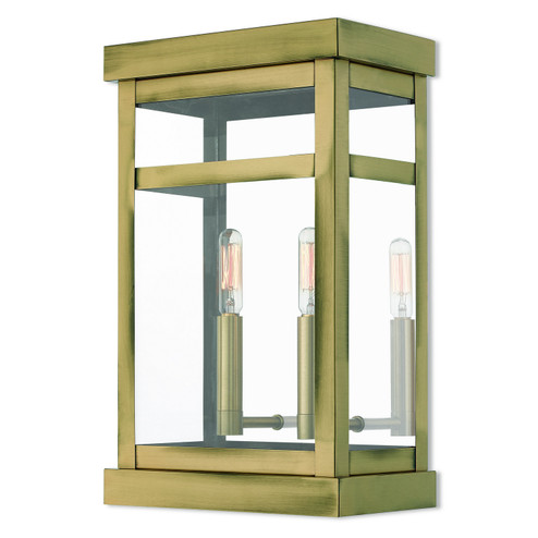 Hopewell Two Light Outdoor Wall Lantern in Antique Brass w/ Polished Chrome Stainless Steel (107|2070501)