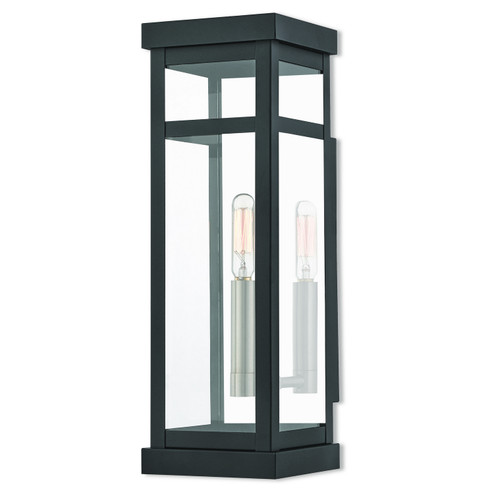 Hopewell One Light Outdoor Wall Lantern in Black w/ Brushed Nickel Cluster and Polished Chrome Stainless Steel (107|2070304)