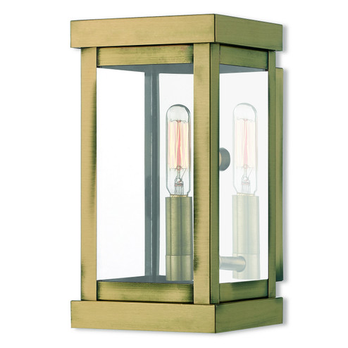 Hopewell One Light Outdoor Wall Lantern in Antique Brass w/ Polished Chrome Stainless Steel (107|2070101)