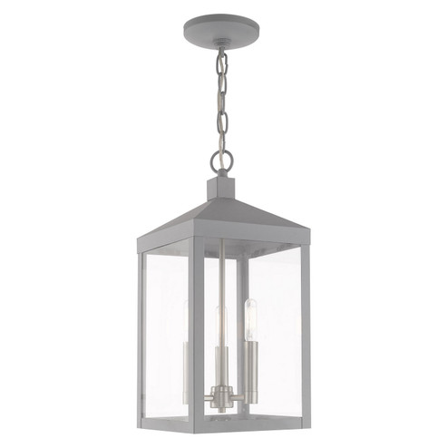 Nyack Three Light Outdoor Pendant in Nordic Gray w/ Brushed Nickels (107|2059380)
