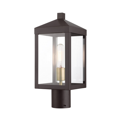 Nyack One Light Outdoor Post Top Lantern in Bronze w/ Antique Brass Cluster (107|2059007)