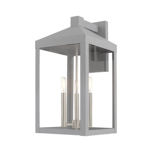 Nyack Three Light Outdoor Wall Lantern in Nordic Gray w/ Brushed Nickels (107|2058580)