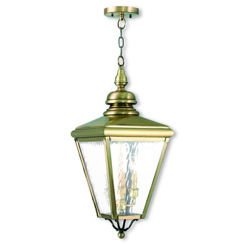 Cambridge Three Light Outdoor Pendant in Antique Brass (107|203501)