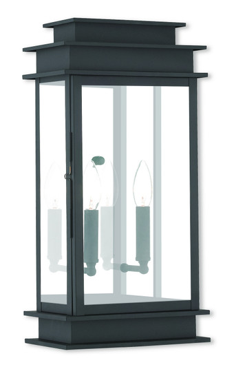 Princeton Two Light Outdoor Wall Lantern in Black w/ Polished Chrome Stainless Steel (107|201804)