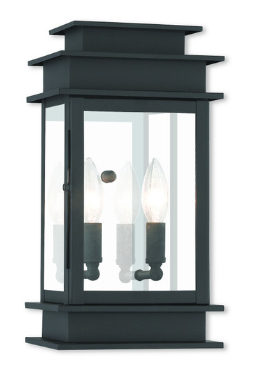 Princeton Two Light Outdoor Wall Lantern in Black w/ Polished Chrome Stainless Steel (107|201404)