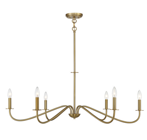 Jasmine Six Light Chandelier in Warm Brass (159|V6L122206322)