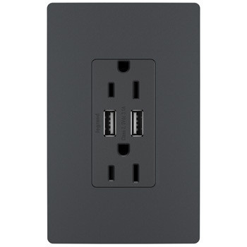 radiant 15A Tamper-Resistant USB Outlet in Graphite (246|TM826USBGCCV4)