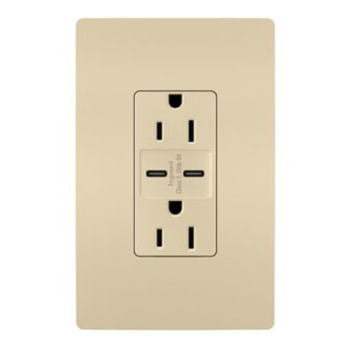 radiant 15A Tamper-Resistant Ultra-Fast USB Type C/C Outlet in Ivory (246|R26USBCC6I)