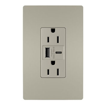 radiant 15A Tamper-Resistant Ultra-Fast USB Type A/C Outlet in Nickel (246|R26USBAC6NICCV4)