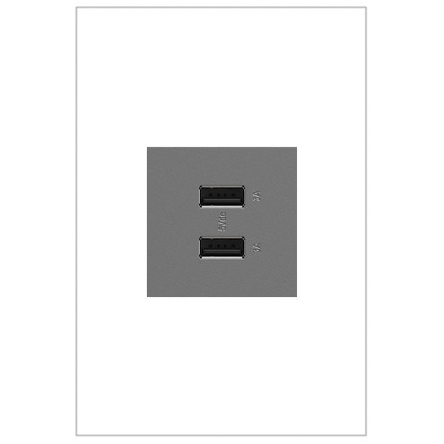 adorne Ultra-Fast USB Type-A/A Outlet Module in Magnesium (246|ARUSB2AA6M4)