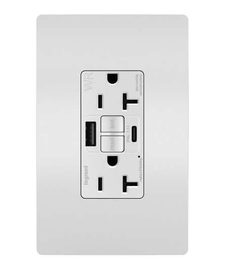 radiant Tamper-Resistant Weather-Resistant Duplex Self-Test GFCI with USB Type A/C Outlet in White (246|2097TRWRUSBACW)