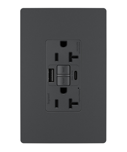 radiant Tamper-Resistant 20A Duplex Self-Test GFCI Receptacles with SafeLock Protection, Type A/C Outlet in Graphite (246|2097TRUSBACGC4)