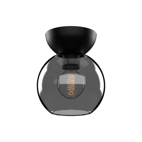 Arcadia One Light Semi-Flush Mount in Black/Smoked (347|SF59706BKSM)