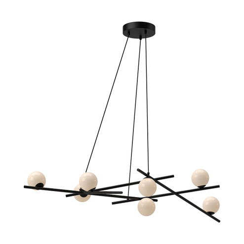 Amara LED Chandelier in Black/Glossy Opal Glass (347|CH89854BKGO)