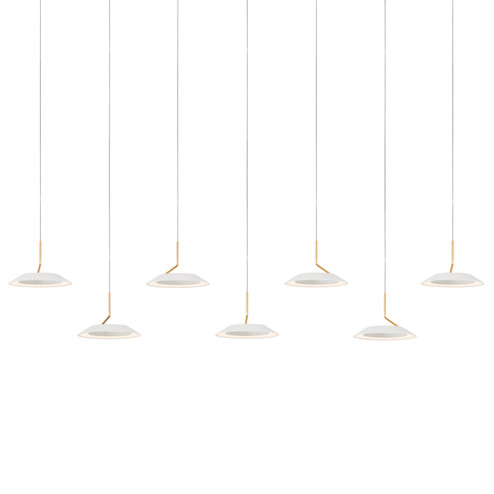 Royyo LED Pendant in Matte white with gold (240|RYPL7SWMWG)
