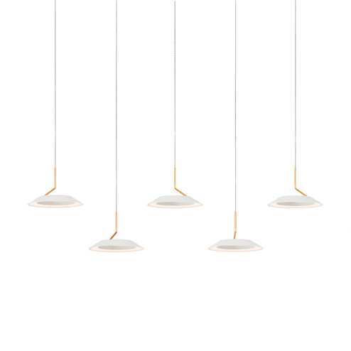 Royyo LED Pendant in Matte white with gold (240|RYPL5SWMWG)
