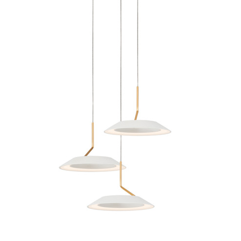 Royyo LED Pendant in Matte White With Gold (240|RYPC3SWMWG)