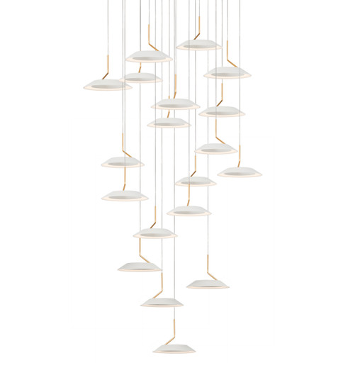 Royyo LED Pendant in Matte white with gold (240|RYPC19SWMWG)