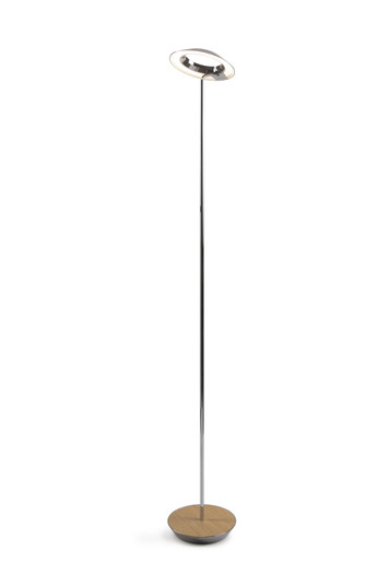 Royyo LED Floor Lamp in Chrome, white oak (240|RYOSWCRMWOKFLR)